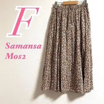Samansa Mos2 플레어 스커트 꽃무늬 F 허리밴딩 깔끔한