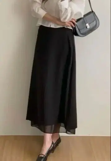 [새상품] RIRINCO(리리엔코) A라인 쉬폰 레이어드 롱 스커트