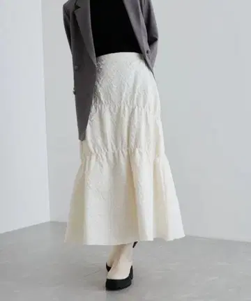 자카드 셔링 스커트