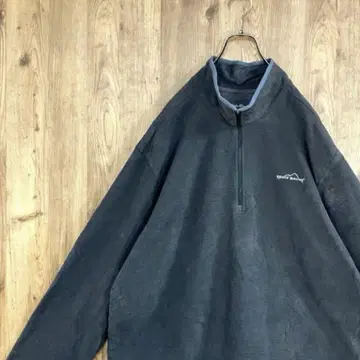 에디 바우어 풀오버 하프 지퍼 자수 로고 와플 그레이 I19