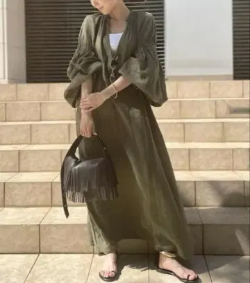 라빠르망 아르쥬빌리 린넨 원피스 카키