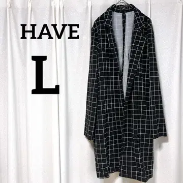 HAVE [ L 사이즈 ] 체크 무늬 체스터 코트 롱 블랙