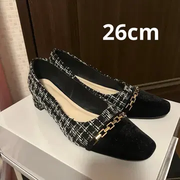 26cm 트위드 펌프스 청키힐