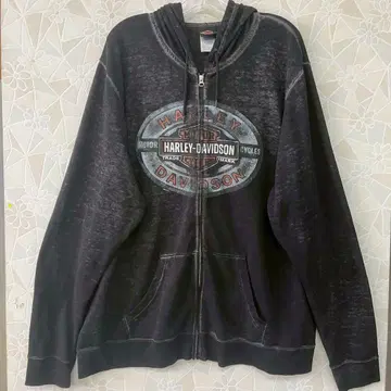 할리데이비슨 지퍼 후드티 2XL 아우터뱅크스 블랙 그레이
