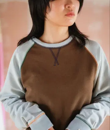 PAMM 래글런 맨투맨 블루 x 브라운 사이즈 3