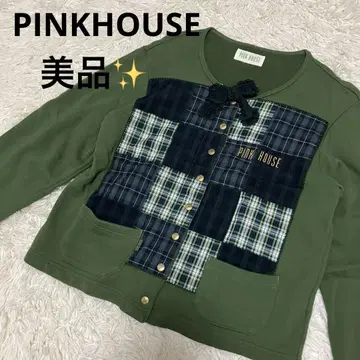 [ 레어 ] PINK HOUSE 로고 자수 패치워크 가디건