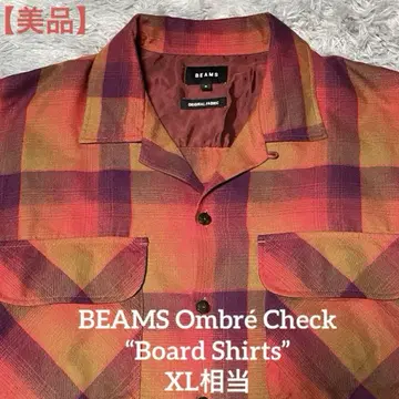 BEAMS 옴브레 체크 무늬 보드 셔츠 오픈 카라 XL 상당