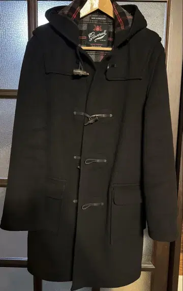 글로버올 더플 코트 블랙 울 영국 글로버올