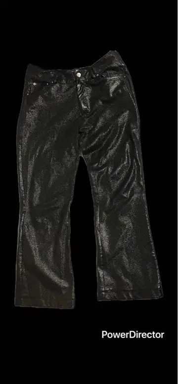 가죽 팬츠 코팅 블랙 플레어