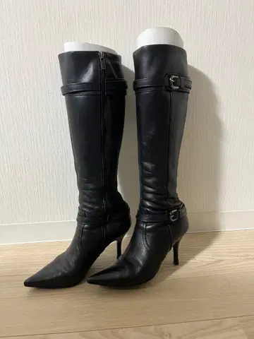 다이애나 블랙 가죽 롱 부츠 25.0cm