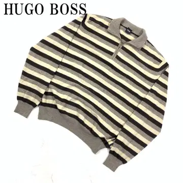 LA8326 휴고보스 긴팔 니트 울 보더 브라운 베이지 XL