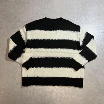 00s archive y2k 보더 데미지 니트 스웨터 그런지