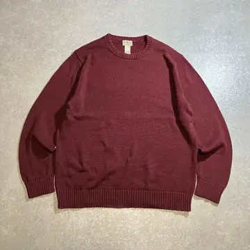 L.L.Bean 코튼 니트 버건디 무지 스웨터 엘엘빈