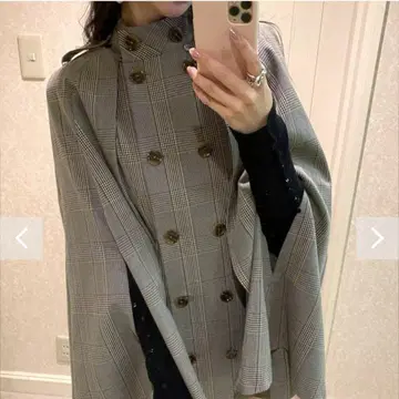 브라운 체크 판초 케이프 코트 원피스 amerge. 아멜쥬