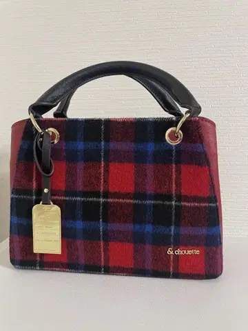 & chouette 체크 무늬 핸드백 중간 크기