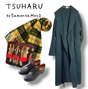 TSUHARU by samansa mos2 울 혼방 드레이프 가운 코트
