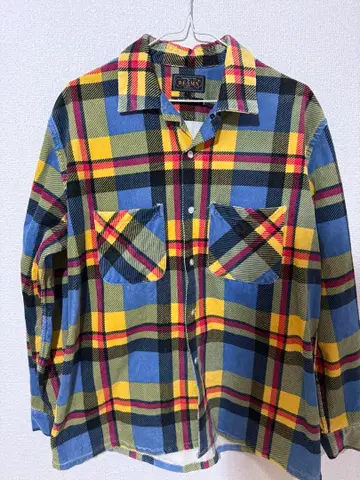 BEAMS 체크 무늬 플란넬 셔츠 L 사이즈