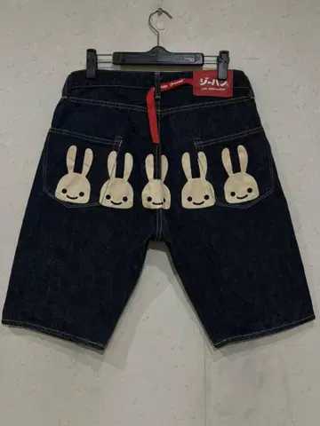 CUNE 큔 TB07F102S 5연 토끼 하프 숏 데님 팬츠