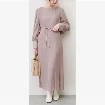 새상품급* 쉬폰 플리츠 소매 컨셔스 원피스 그레이쉬 베이지