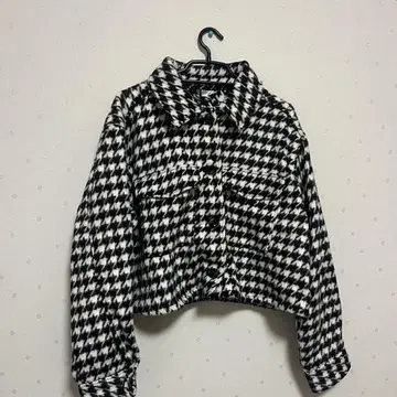 하운드 투스 패턴 크롭 자켓 M 사이즈
