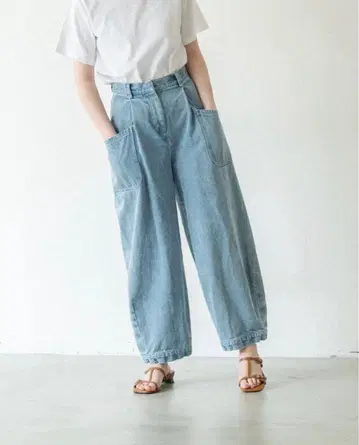 idem/basic loose pants/라이트 블루 데님