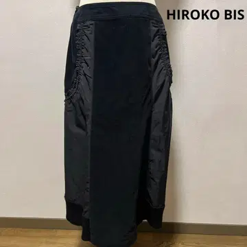 히로코비스 벨로아 소재 롱 스커트 블랙