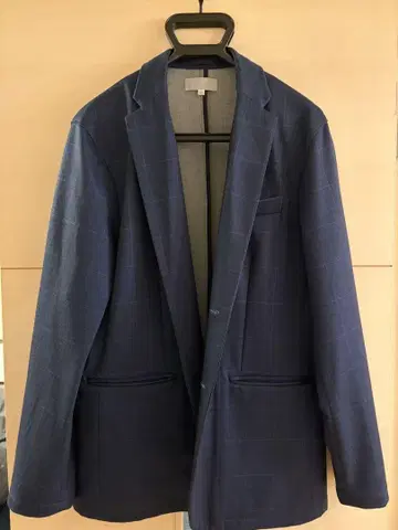 ABA HOUSE 네이비 체크 무늬 테일러드 자켓