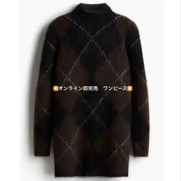 h&m 모헤어 블렌드 하이넥 원피스 아가일