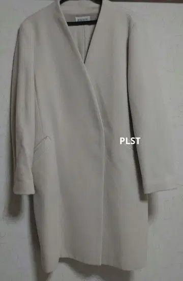 PLST 베이지 노카라 롱 코트 M