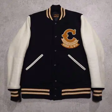 COOTIE 소매 가죽 바시티 자켓 Glory Bound M