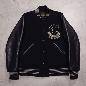 COOTIE 소매 가죽 바시티 자켓 Glory Bound S