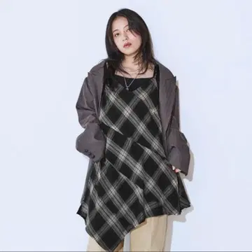 jeanasis 요우류우 체크 미니 원피스 블랙
