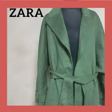 ZARA 가운 코트 포레스트 그린 L 울 혼방