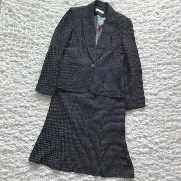 로라 애슐리 도트 자켓 스커트 셋업 블랙