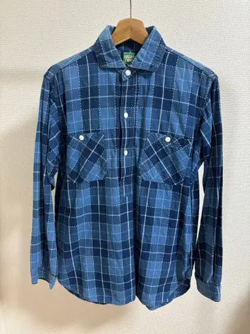 [ 무료배송 ] 슈가케인 인디고 체크 풀오버 셔츠 사이즈 M