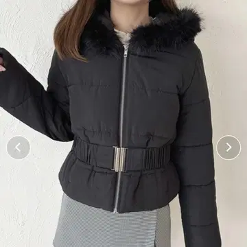 apres jour 벨트 포함 페이크 다운 자켓