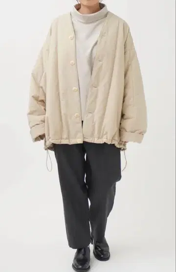 면 나일론 덤프 빅 실루엣 퀼트 자켓