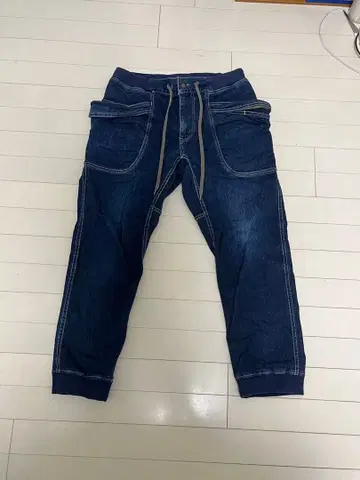 GO hemp 앵클 리브 데님 팬츠 34