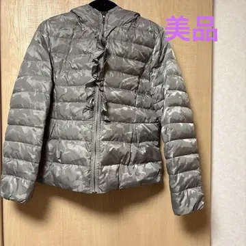 크리스몬테스 다운 자켓 후드 부착 카모 패턴 그레이