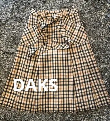 [ 새상품급 ] DAKS 닥스 ( 60-체크 올 패턴 플레어 스커트