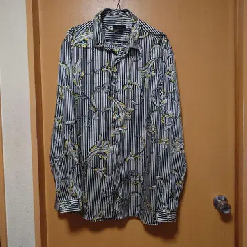 ZARA 스트라이프 꽃무늬 긴팔 셔츠 XL