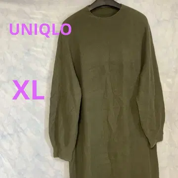 올리브 그린 긴팔 니트 원피스