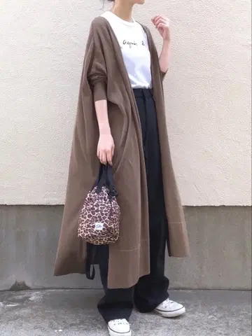 [ 두지엠 클라세 ] shake code V넥 롱 가디건 브라운