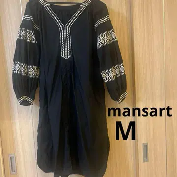 mansart 블랙 긴팔 자수 원피스 튜닉