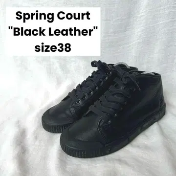 Spring Court 가죽 하이컷 스니커즈 BLK