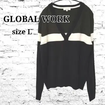 미사용 GLOBAL WORK 가디건 블랙/그린/화이트