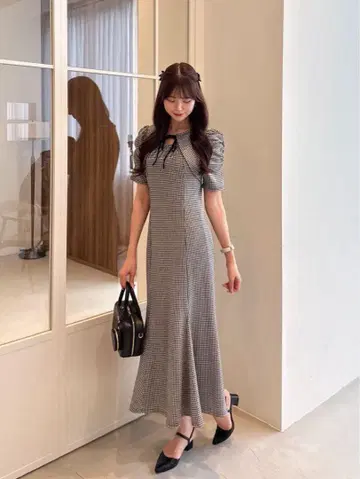 AnMILLE 컷 롱 머메이드 원피스 반팔
