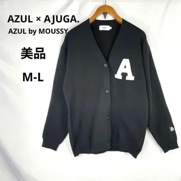 새상품급 AZUL x AJUGA. 레터드 가디건 M-L 블랙 곤도 치히로