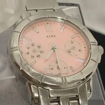 ALBA 여성용 손목시계 실버톤 핑크 다이얼 [작동 확인 완료]