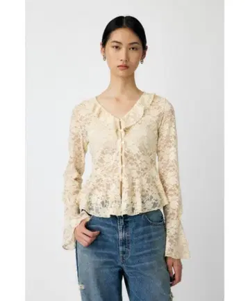 FRILL LACE 블라우스 아이보리 moussy 마우지